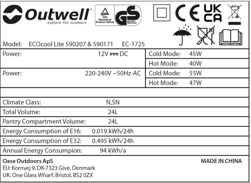 Outwell Ecocool Lite Elektrische Koelbox - 24 Liter - Donkerblauw 4 Outwell Ecocool Lite Elektrische Koelbox - 24 Liter - Donkerblauw - Afbeelding 4
