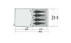Easy Camp Galaxy 400 Rustic Green Tunneltent - 4 Personen 14 Easy Camp Galaxy 400 Rustic Green Tunneltent - 4 Personen -Buitenuitrusting 120391 galaxy 400 rustic green drawing floorplan3