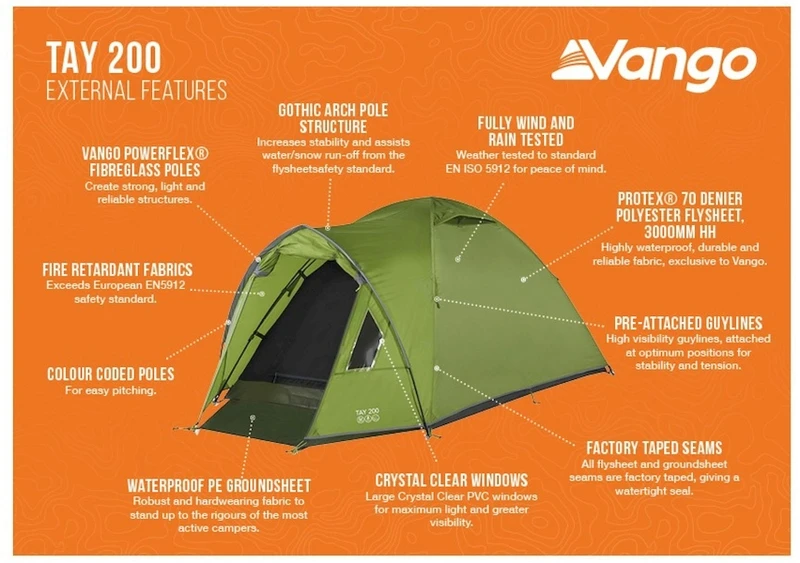 Vango Tay 200 Koepeltent - 2 Persoons - Groen 8 Vango Tay 200 Koepeltent - 2 Persoons - Groen - Afbeelding 8