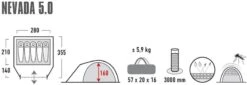 High Peak Nevada 5.0 Koepeltent Met Luifel - 5 Persoons 15 High Peak Nevada 5.0 Koepeltent Met Luifel - 5 Persoons -Buitenuitrusting 900 2483 4001690102094.pt01