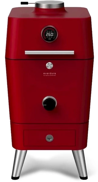 Everdure 4K Houtskool Barbecue Met Beschermhoes - Rood 1 Everdure 4K Houtskool Barbecue Met Beschermhoes - Rood
