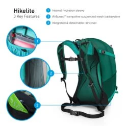 Osprey Hikelite Wandelrugzak - 32 Liter - Zwart -Buitenuitrusting osprey hikelite 26 features