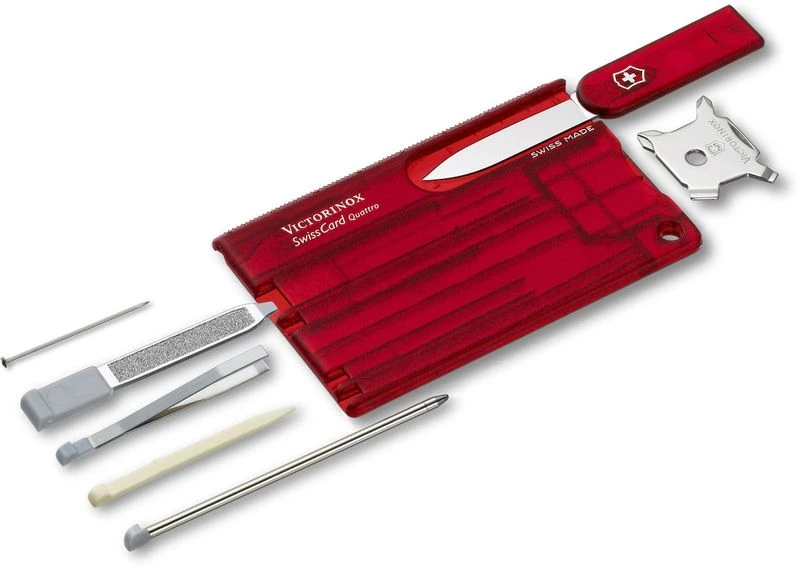 Victorinox SwissCard Quattro Multitool - Transparant Rood 2 Victorinox SwissCard Quattro Multitool - Transparant Rood - Afbeelding 2